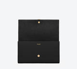 Classic Y Clutch in Black Leather