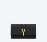 Classic Y Clutch in Black Leather