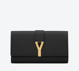 Classic Y Clutch in Black Leather