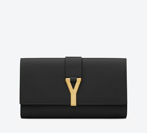 Classic Y Clutch in Black Leather