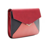 Color-block leather envelope clutch