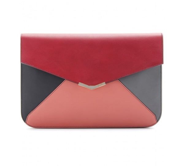 Color-block leather envelope clutch