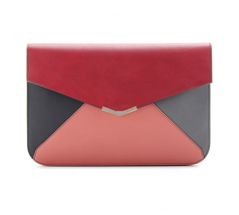 Color-block leather envelope clutch